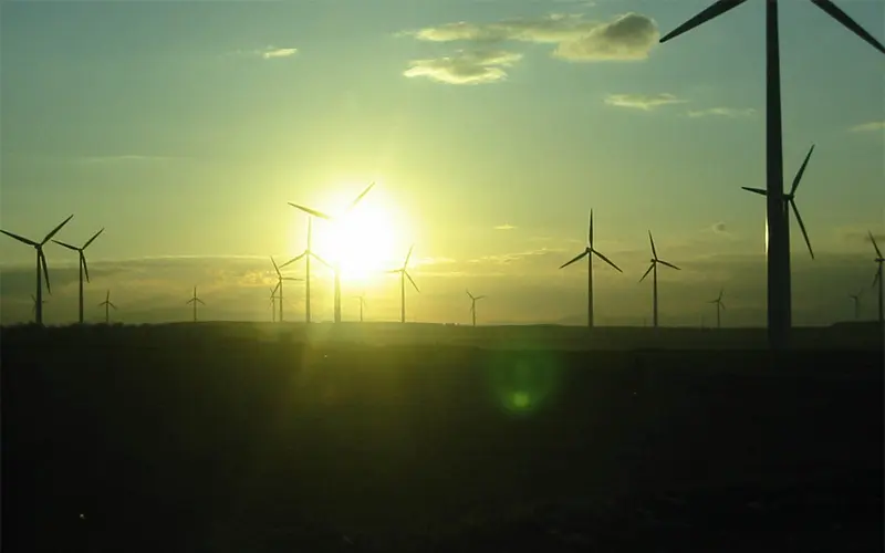 Windräder im Sonnenuntergang